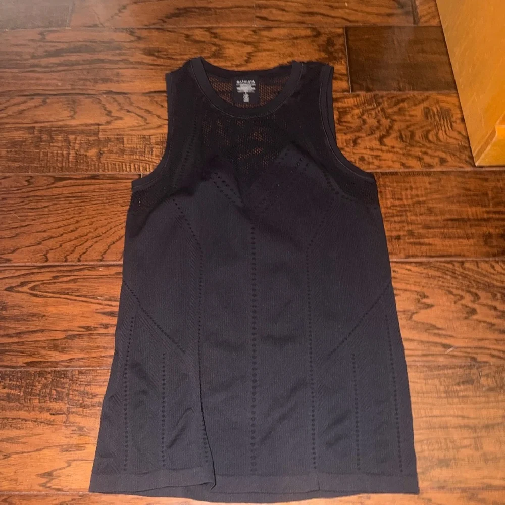 Athleta Black Racerback Perforated Athletic Tank - Picture 5 of 7